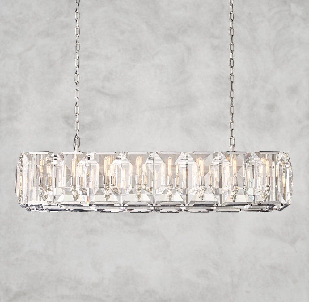 54" / Nickle Harlow Crystal Rectangular Chandelier 42", 54", 62", 74"