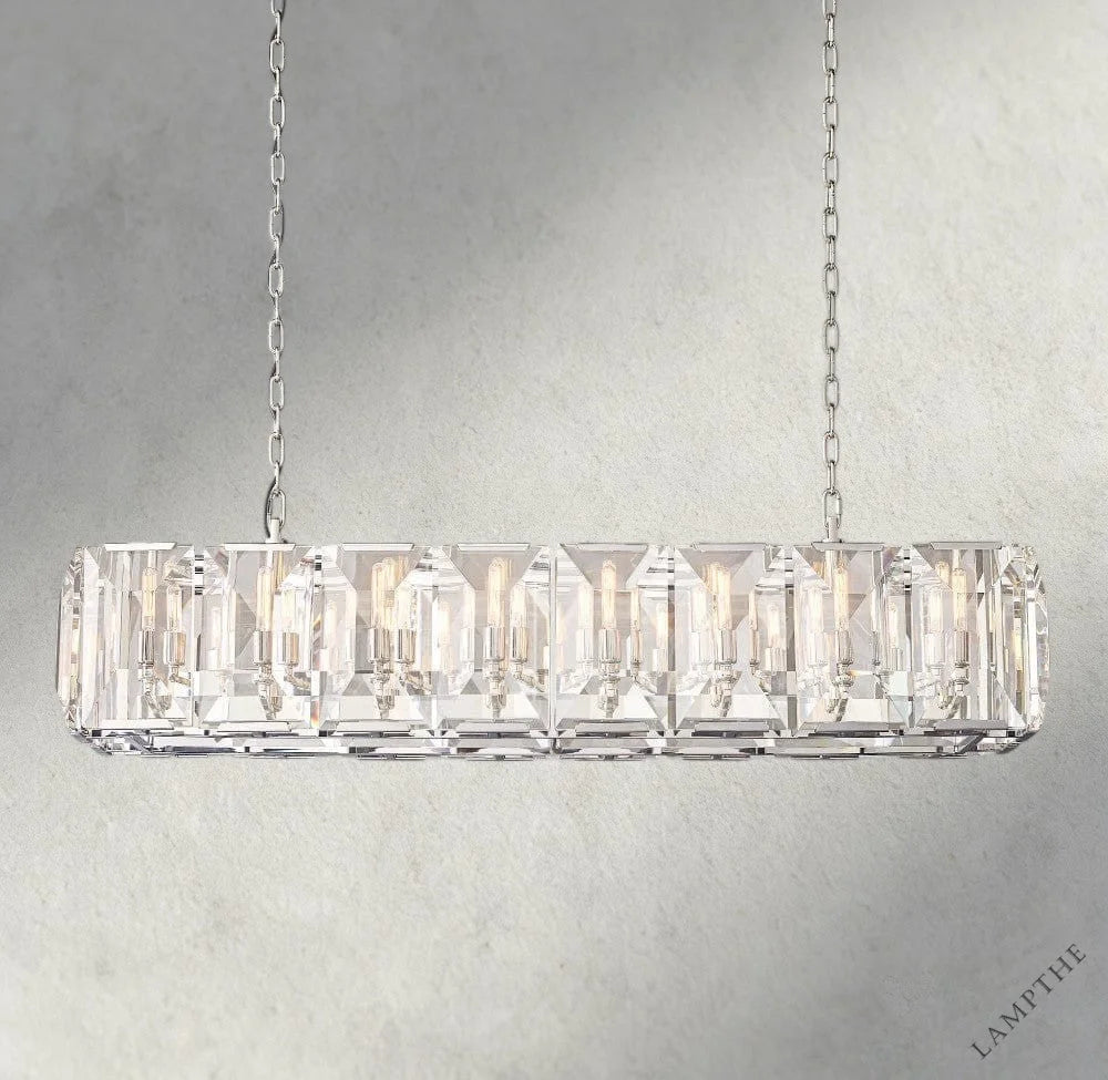 54" / Nickle Harlow Crystal Rectangular Chandelier 42", 54", 62", 74"
