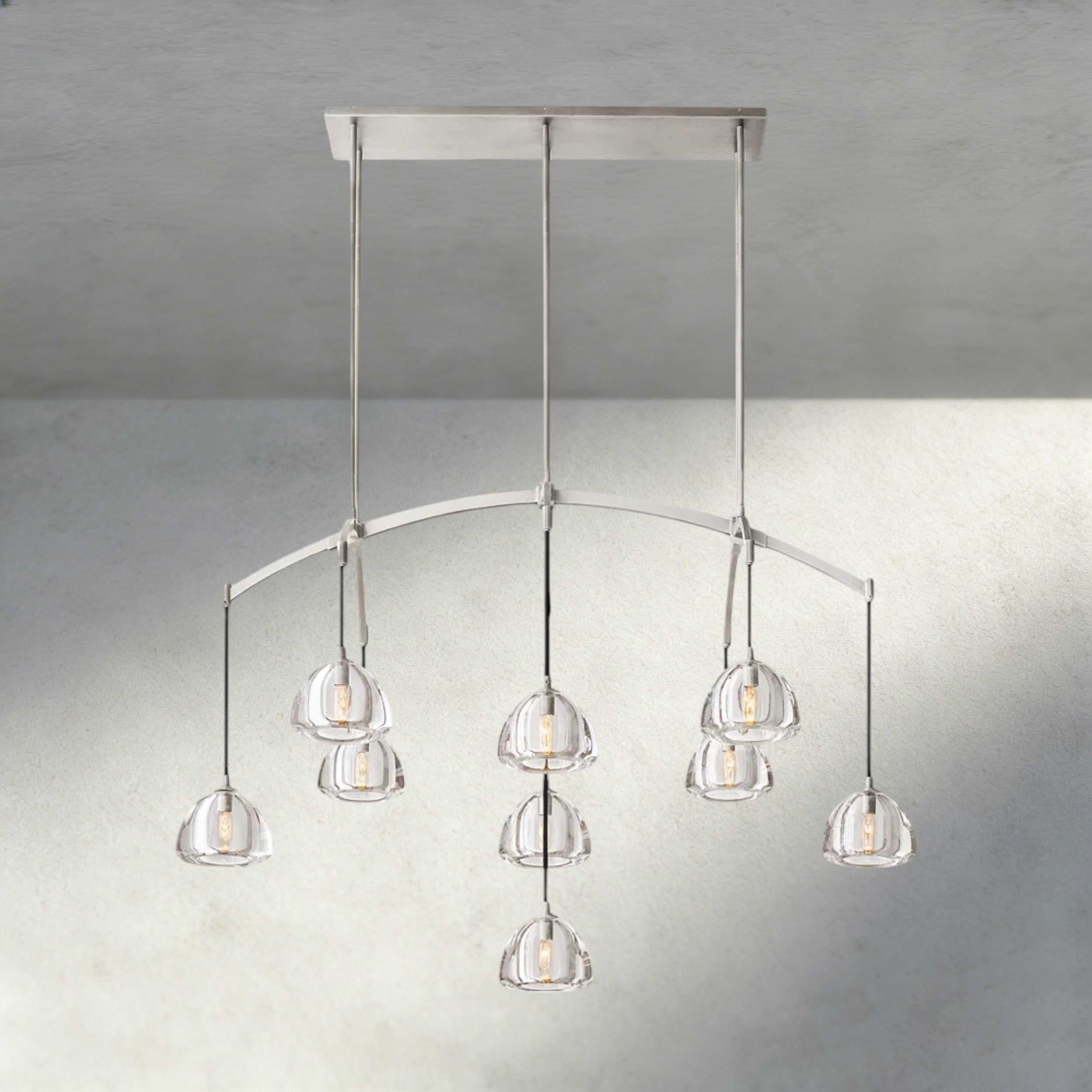 54" / Nickle Hemisphere Linear Chandelier 54", 72"