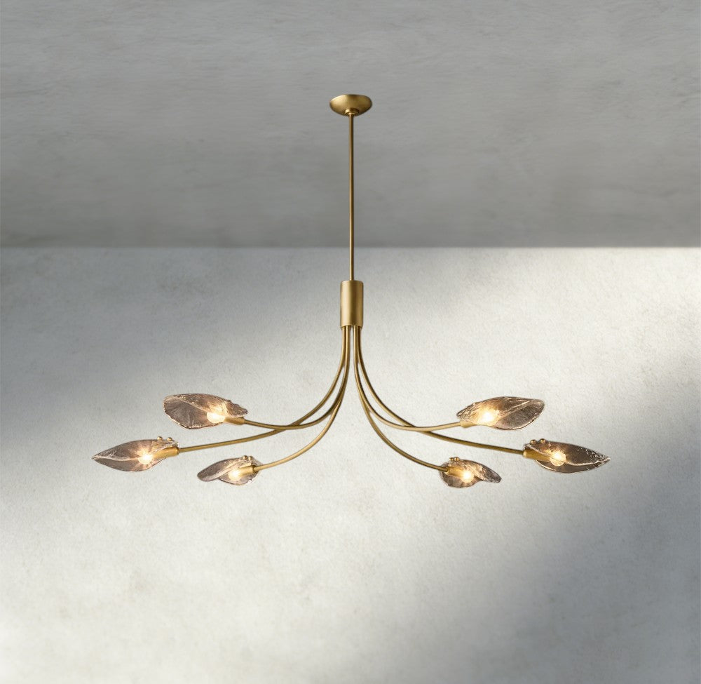 Shell Smoke Glass Linear Chandelier 54"