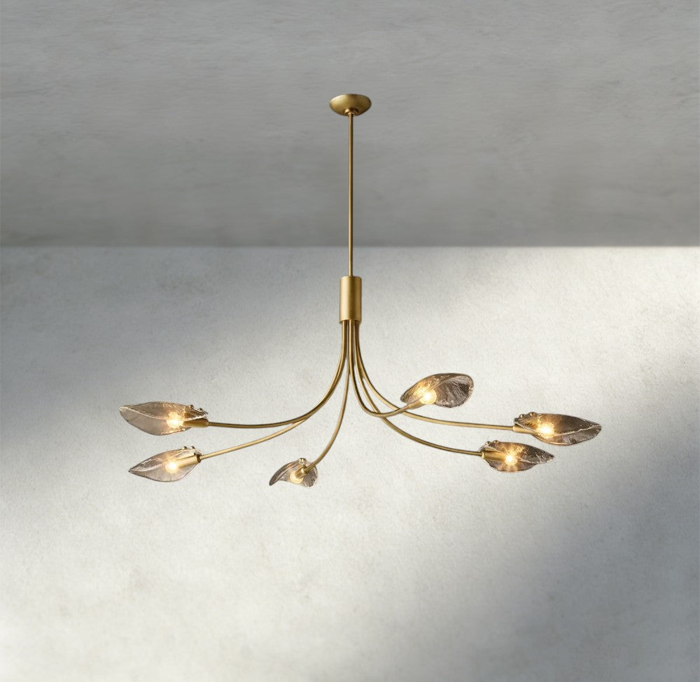 Shell Smoke Glass Linear Chandelier 54"