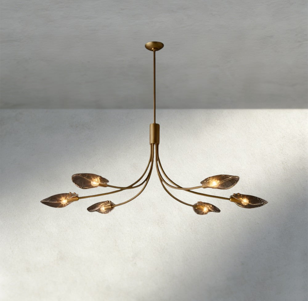 Shell Smoke Glass Linear Chandelier 54"