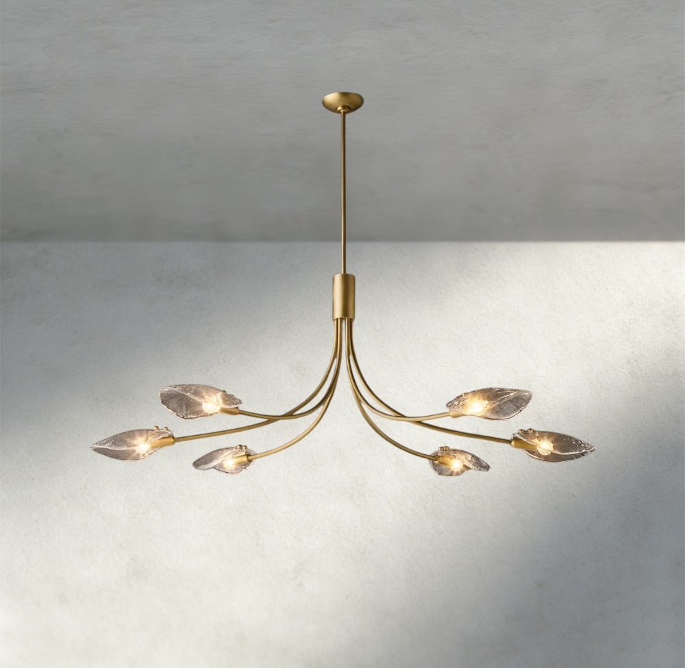 Shell Clear Glass Linear Chandelier 54"