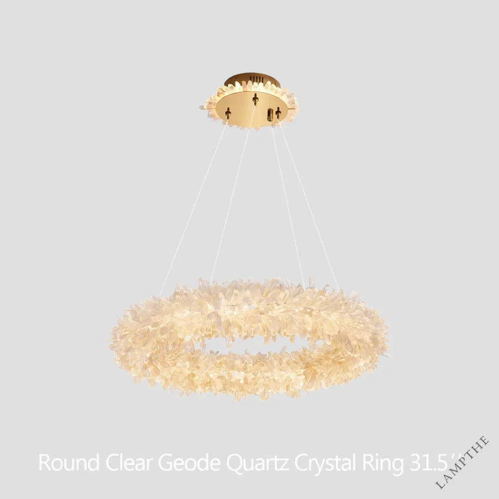 Kandice Round Rock Crystal Chandelier 24", 32", 40", 47"