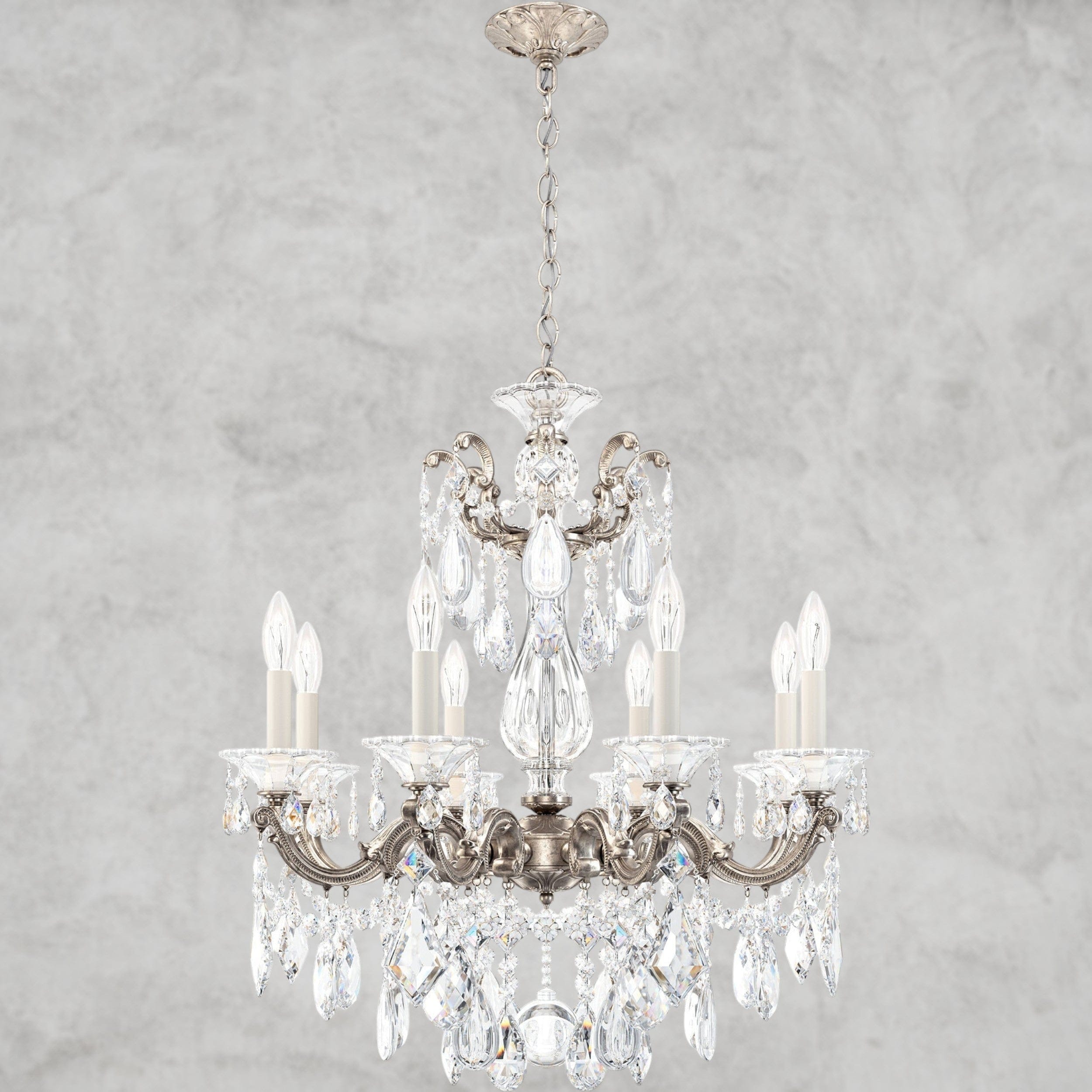Antique Silver / Clear Heritage Crystal La Scala Chandelier 25"