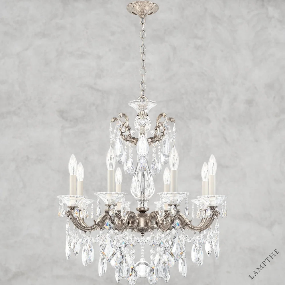 Antique Silver / Clear Heritage Crystal La Scala Chandelier 25"