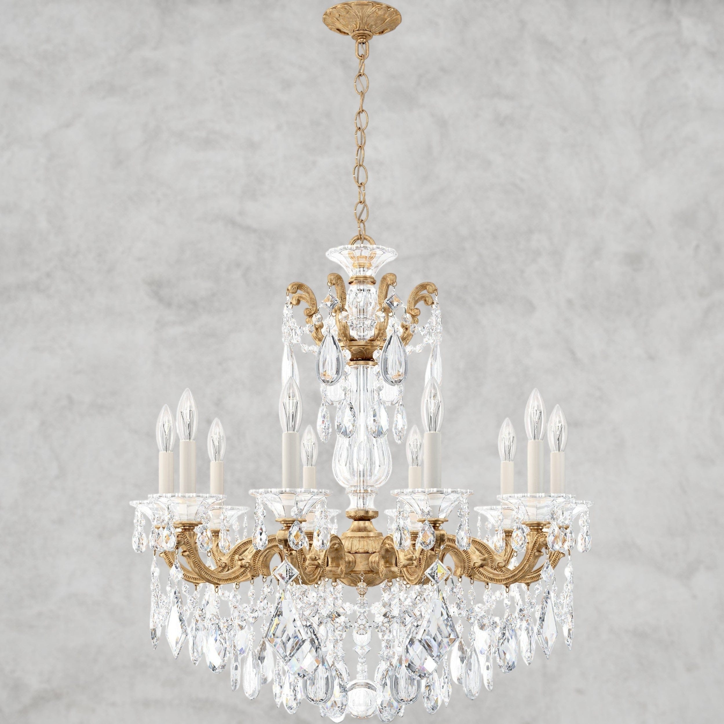 French Gold / Clear Heritage Crystal La Scala Chandelier 28"
