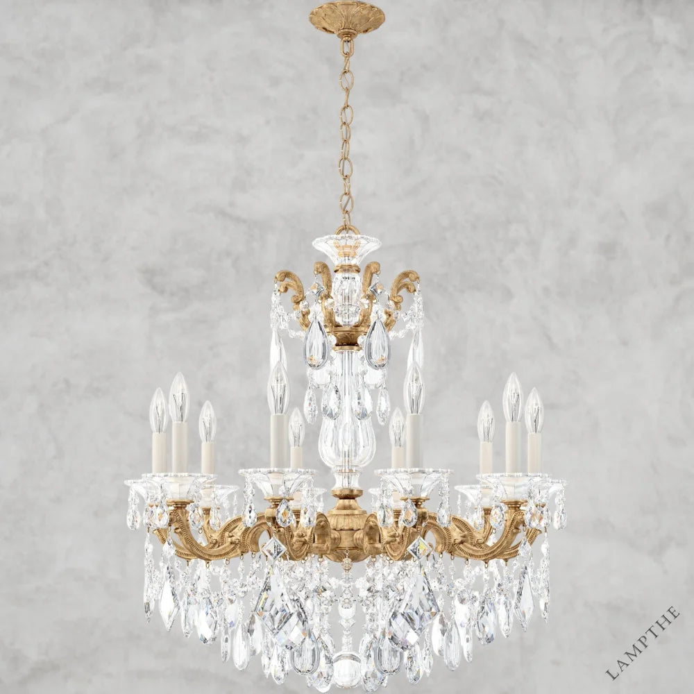 French Gold / Clear Heritage Crystal La Scala Chandelier 28"