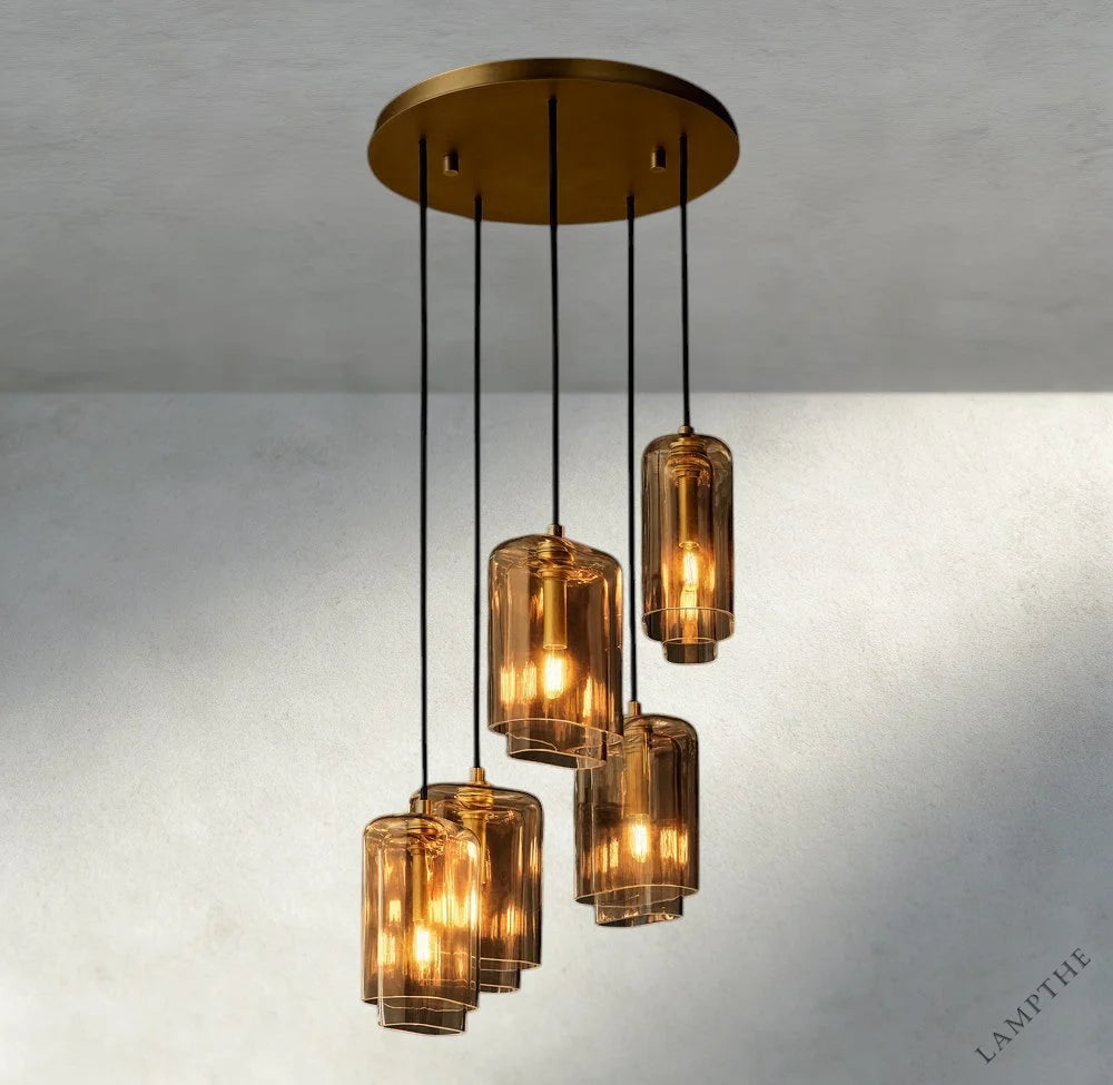 Lacour Amber Glass Cluster Chandelier