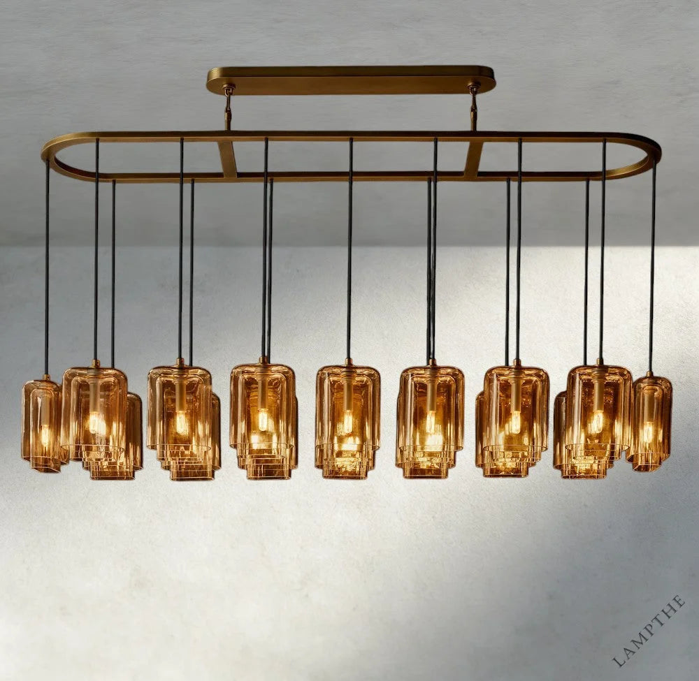 Lacour Amber Glass Rectangular Chandelier