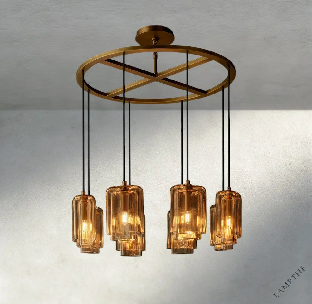 Lacour Amber Glass Round Chandelier