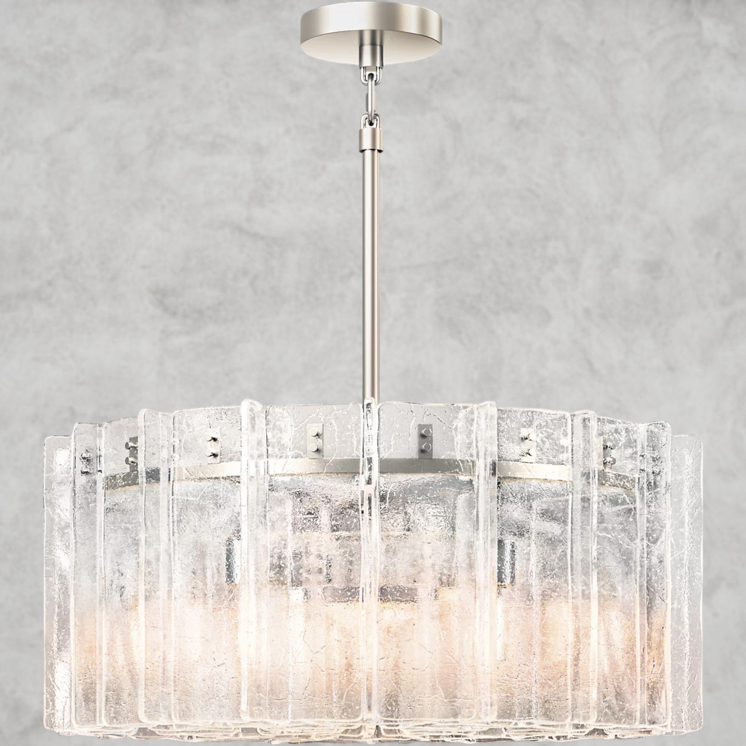 37" / Nickle Lattice Clear Glass Round Chandelier 37", 48"