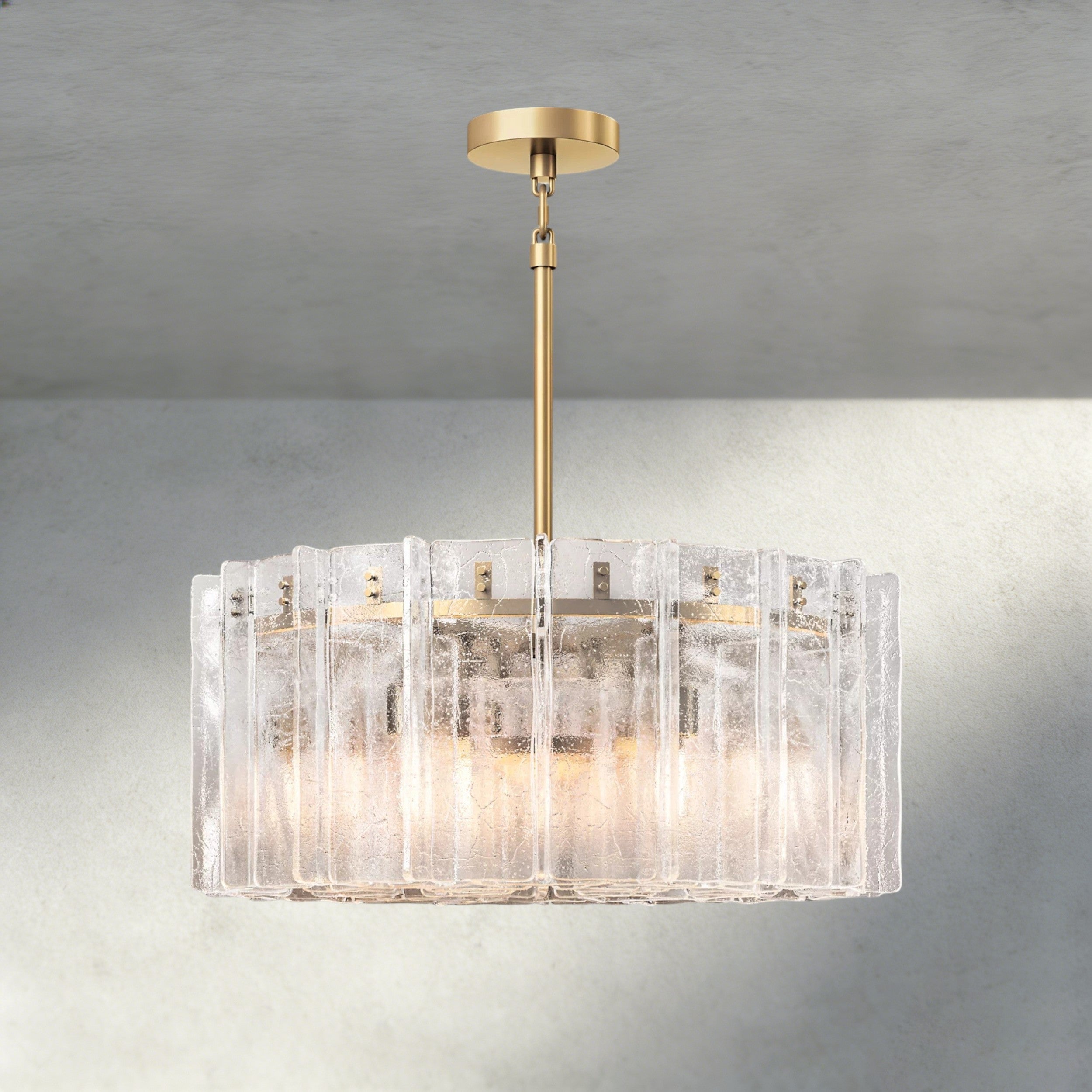 37" / Brass Lattice Clear Glass Round Chandelier 37", 48"