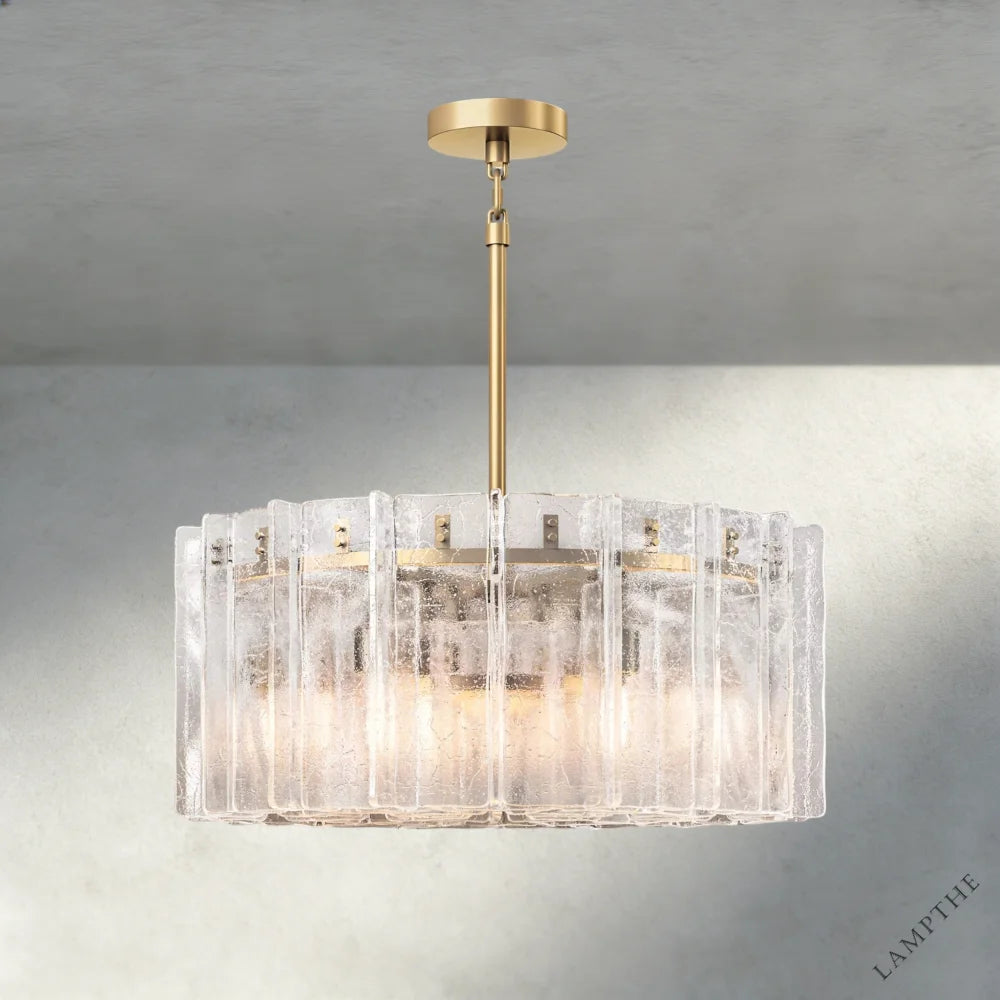 37" / Brass Lattice Clear Glass Round Chandelier 37", 48"