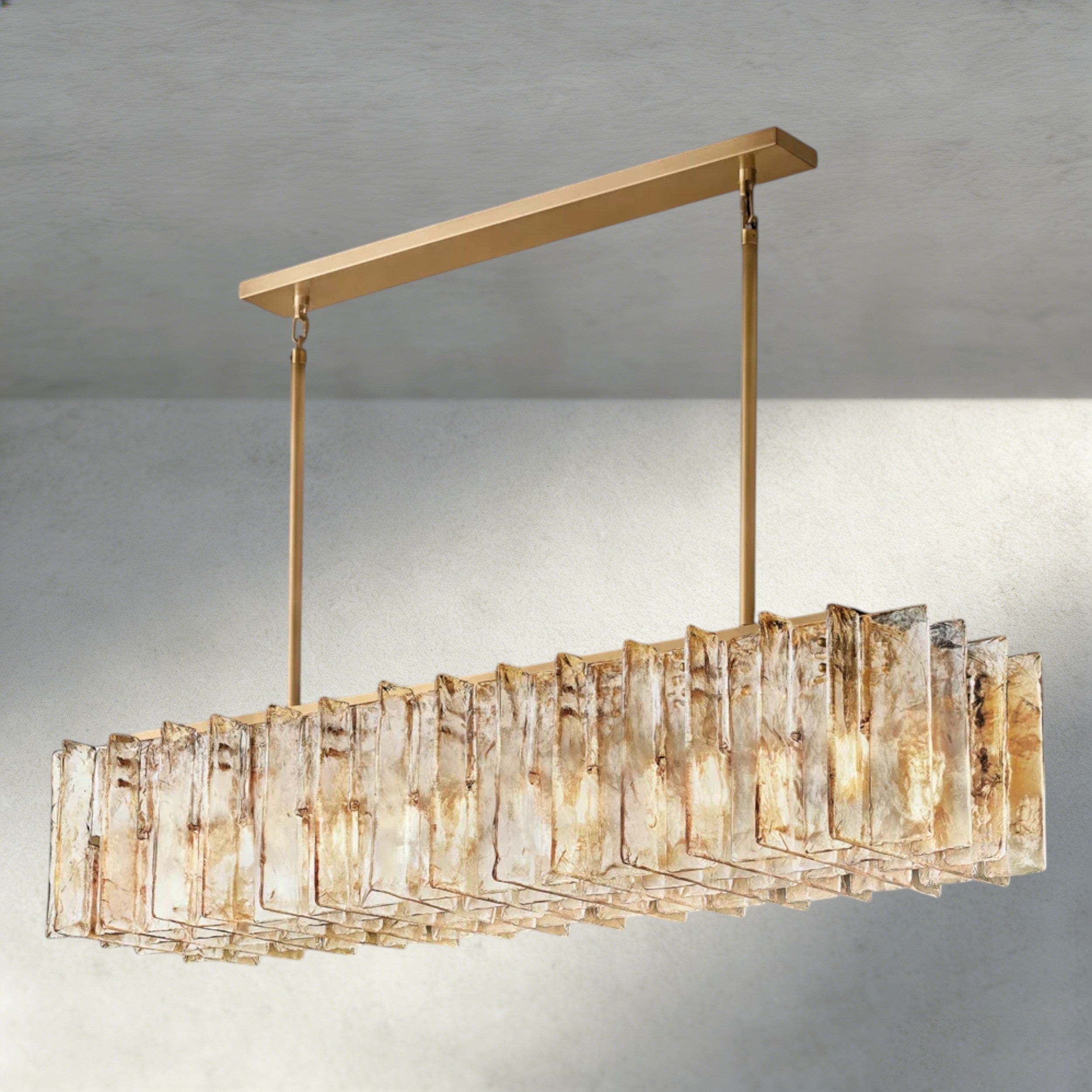 Lattice Smoke Glass Linear Chandelier 49", 67"