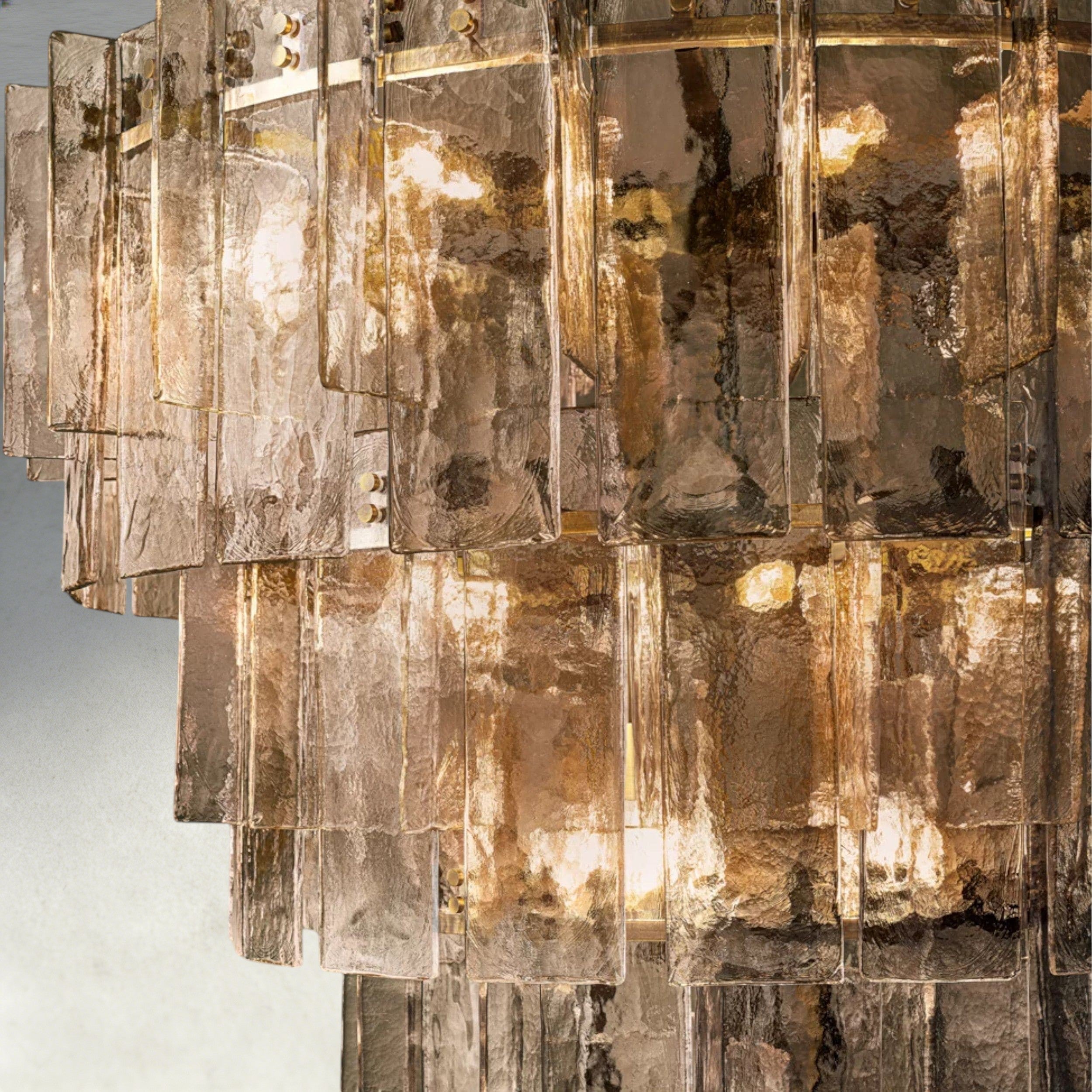 Lattice Smoke Glass Tiered Round Chandelier 36", 47"