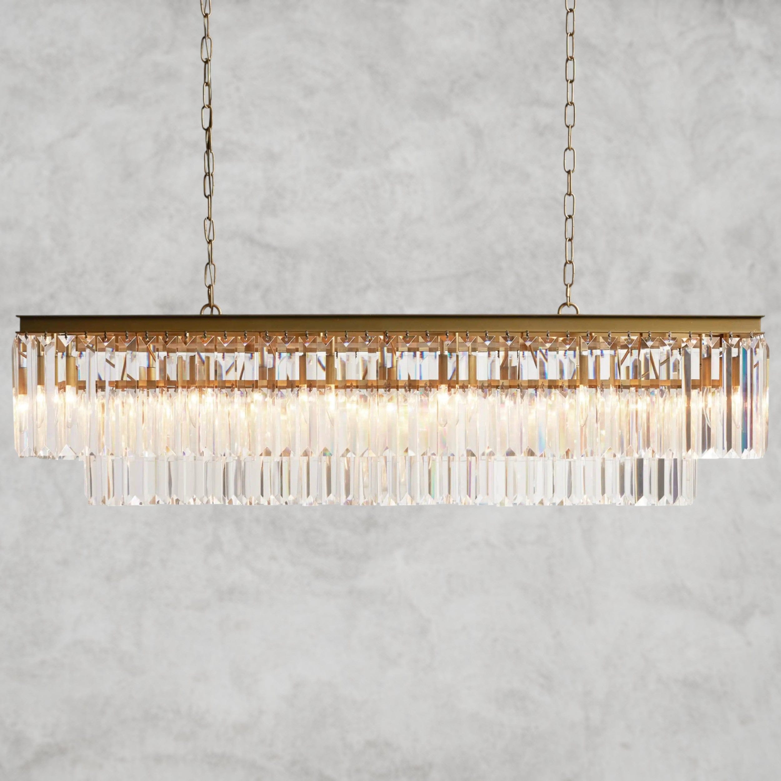 Brass Leyland Tiered Rectangular Chandelier