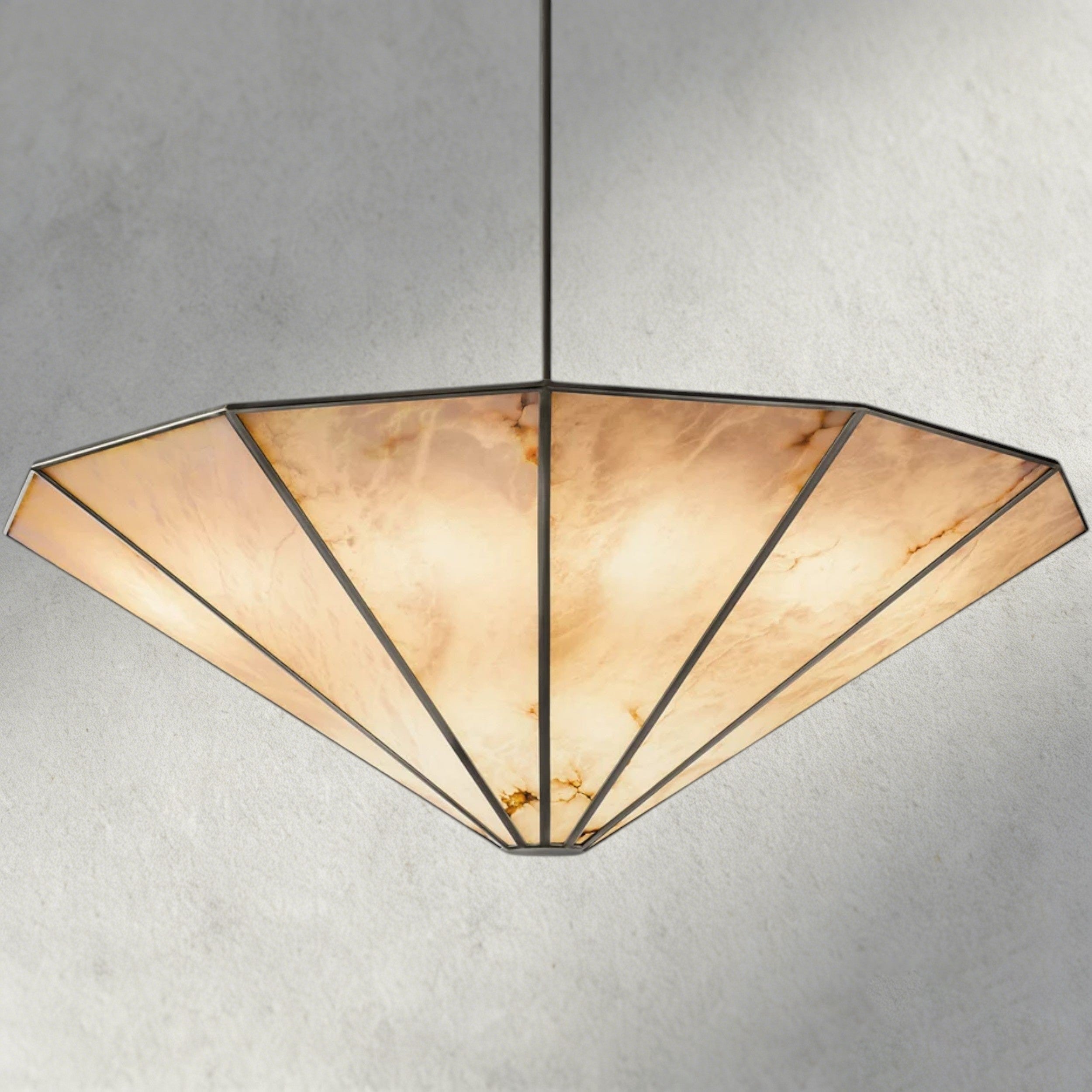 60" / Bronze Lucette Alabaster Round Chandelier