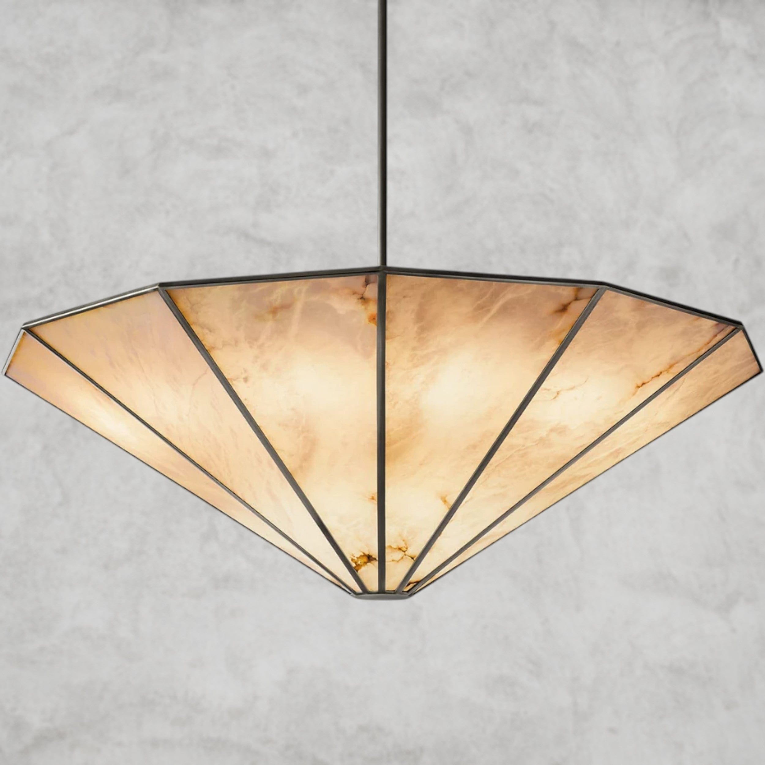 60" / Bronze Lucette Alabaster Round Chandelier