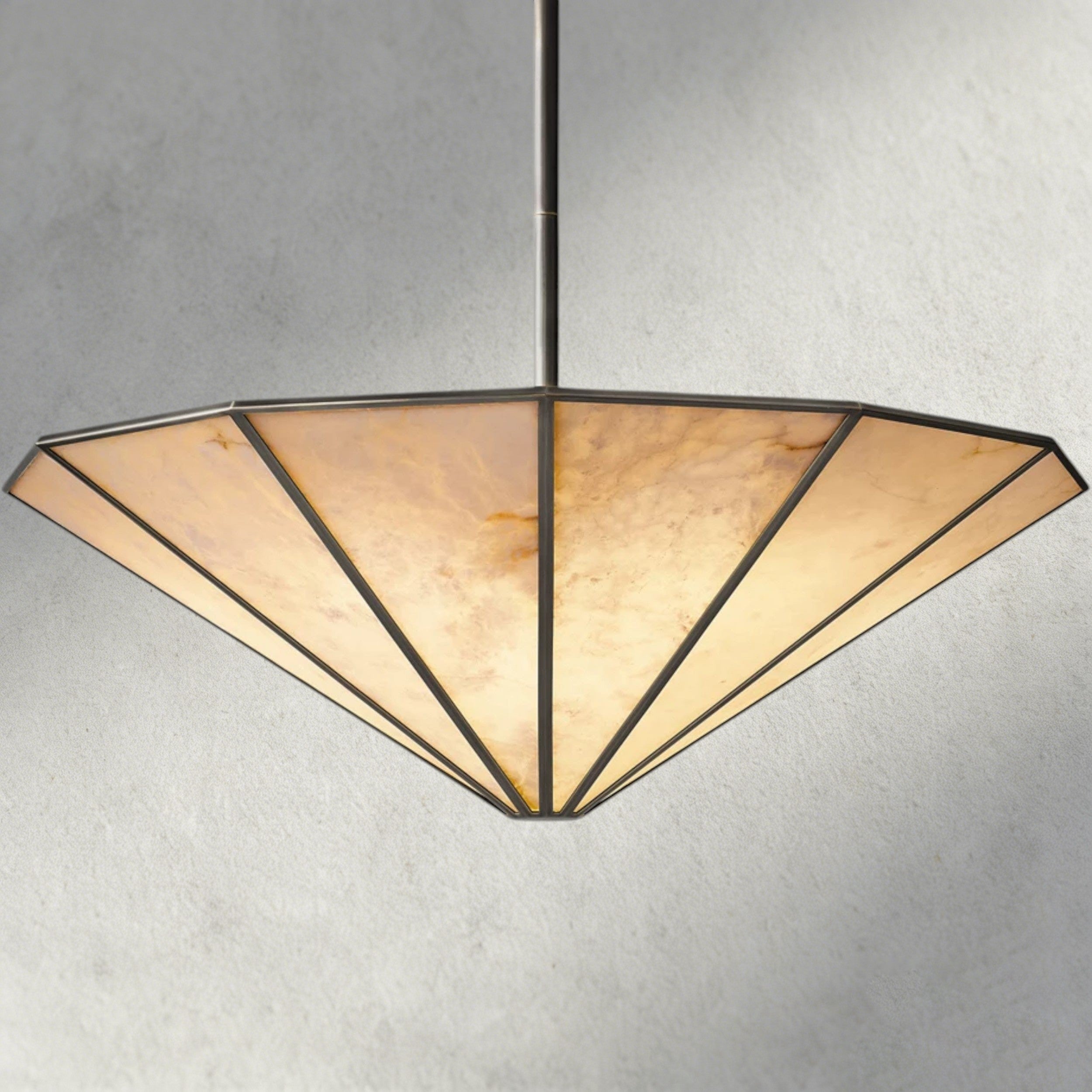 48" / Bronze Lucette Alabaster Round Chandelier