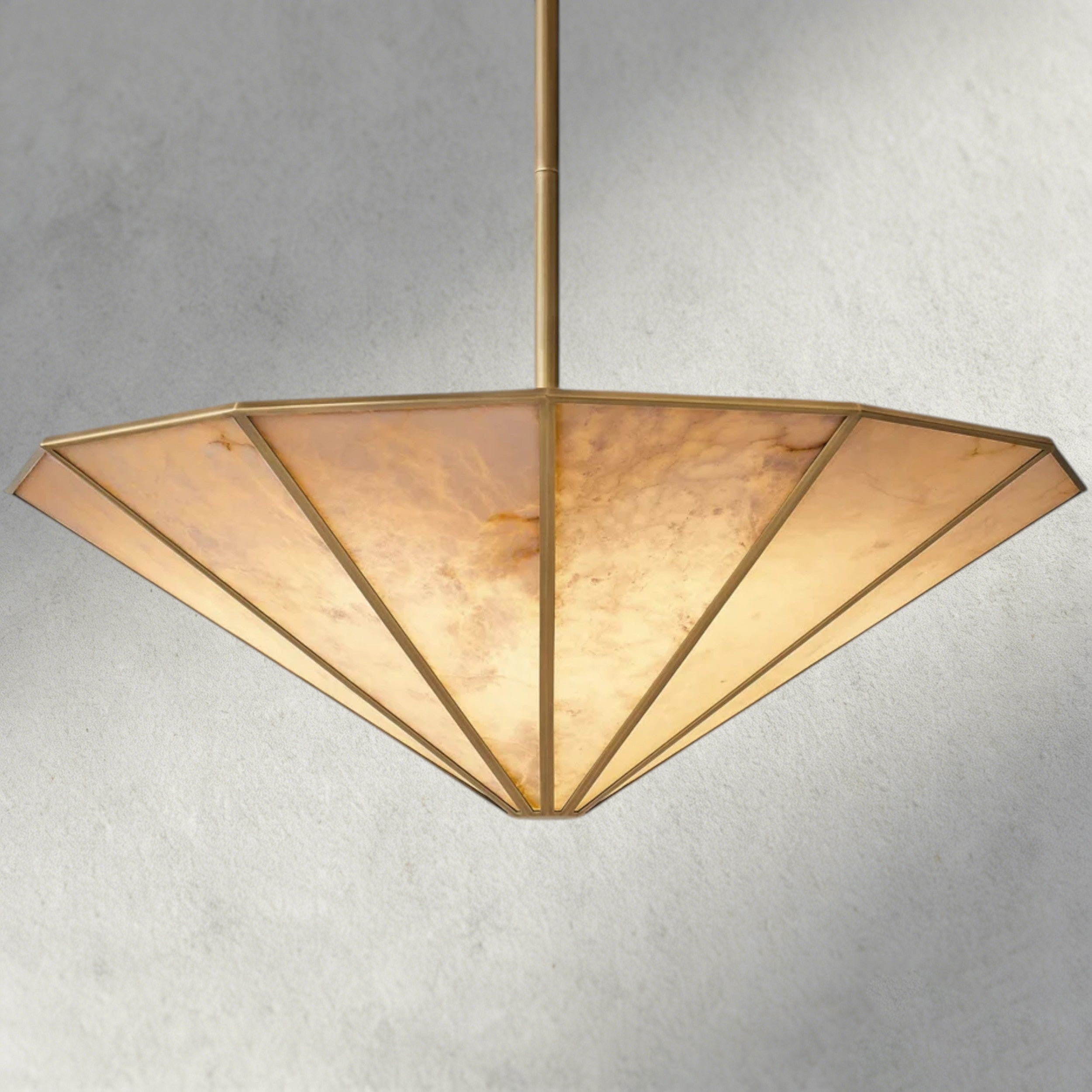 48" / Brass Lucette Alabaster Round Chandelier