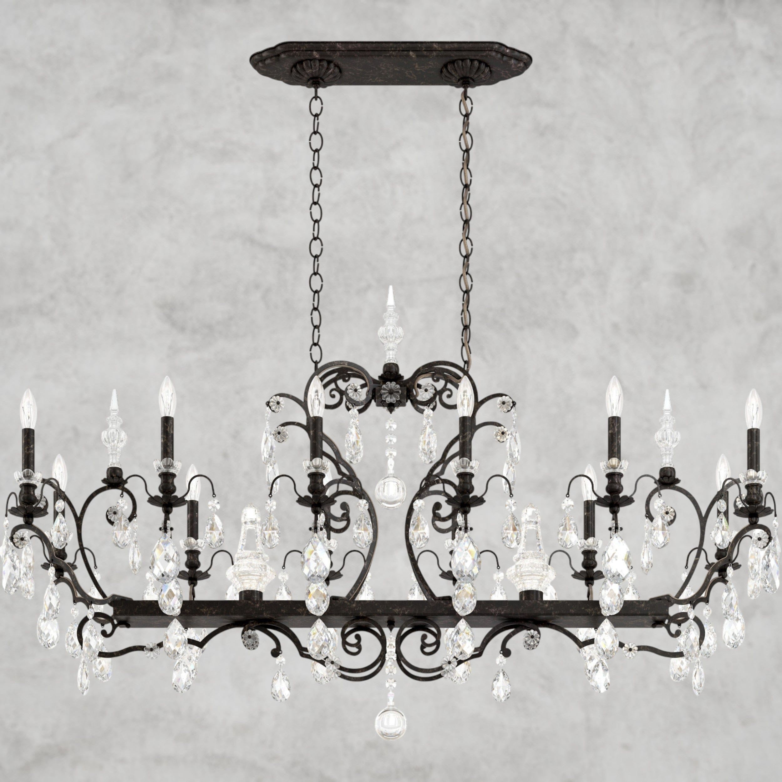 Black / Clear Heritage Crystal Lustre en cristal Renaissance 56"