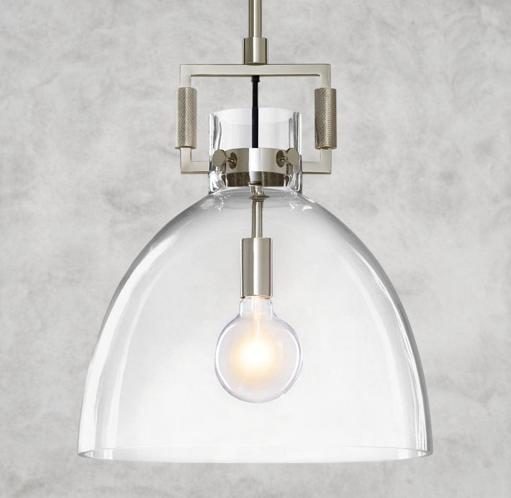 10" / Nickle Machinist Glass Cloche Pendant 10", 14", 18"