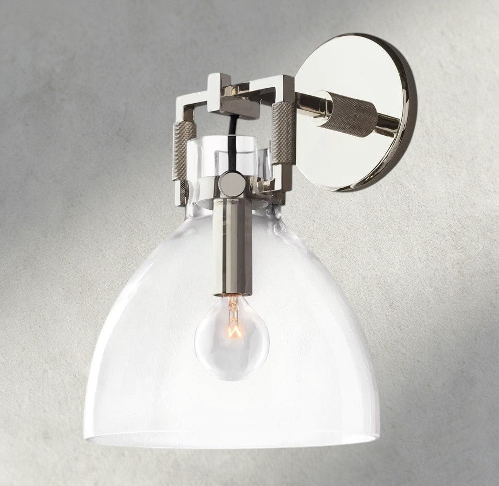 8" / Nickle MACHINIST GLASS CLOCHE SCONCE 8", 10"