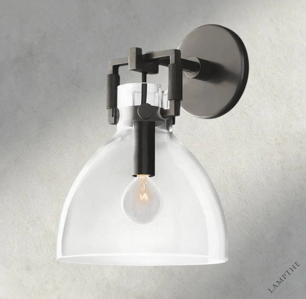 8" / Bronze MACHINIST GLASS CLOCHE SCONCE 8", 10"