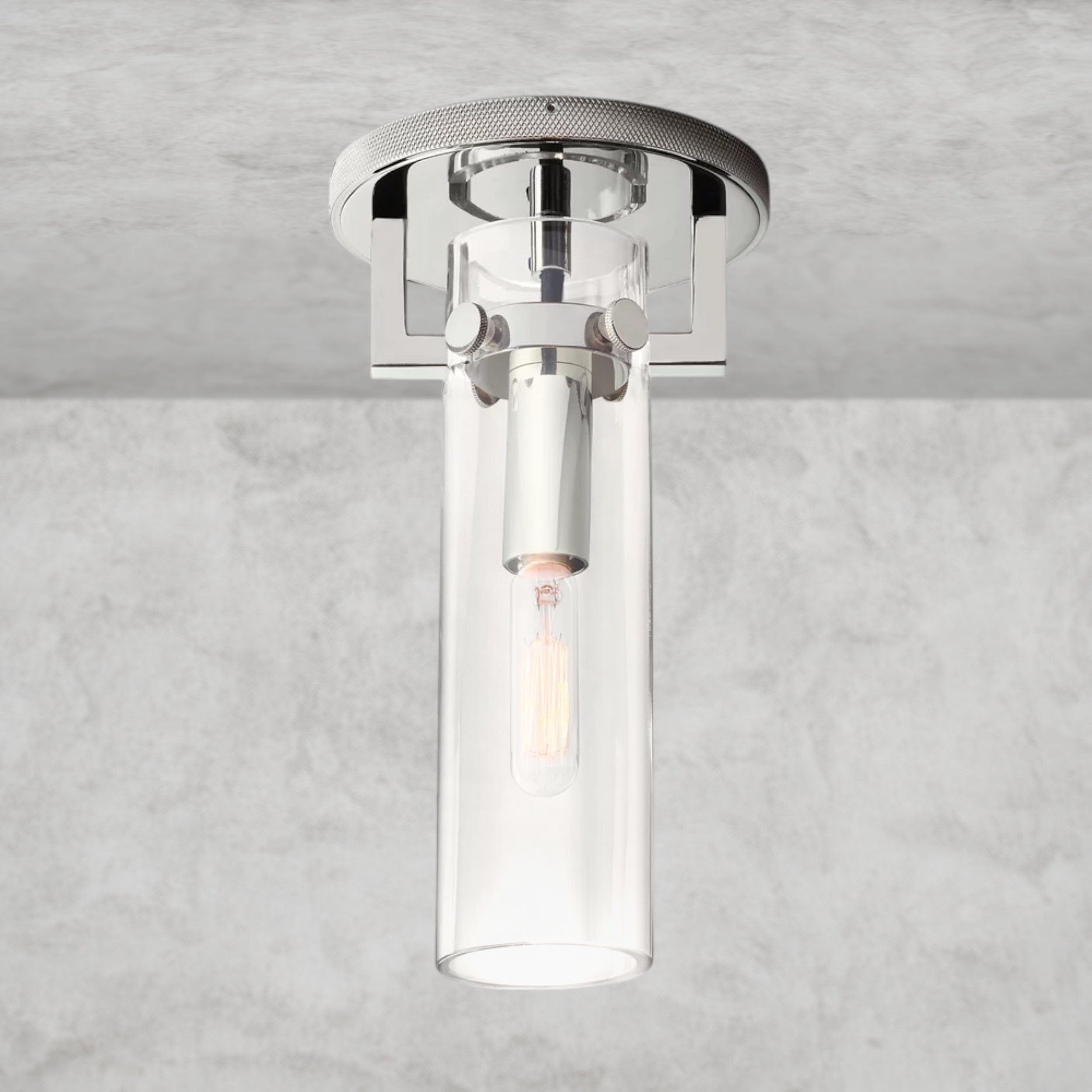 Nickle MACHINIST GLASS CYLINDER FLUSHMOUNT