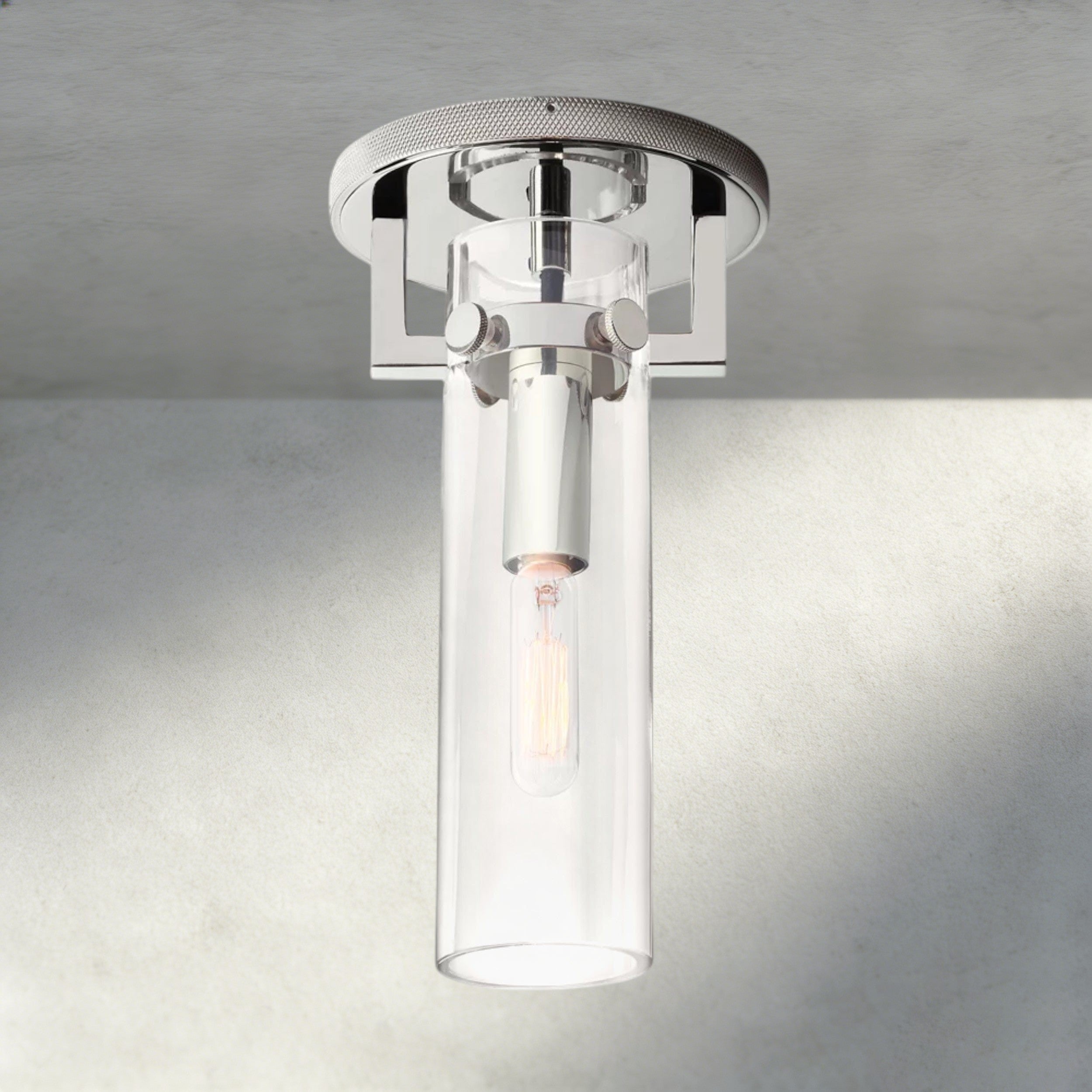 Nickle MACHINIST GLASS CYLINDER FLUSHMOUNT