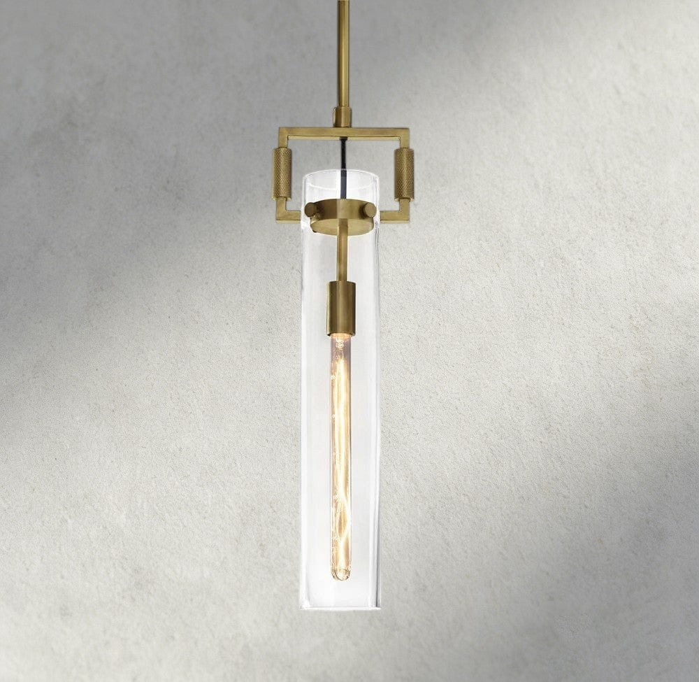 12" / Brass Machinist Glass Cylinder Pendant 12", 22"