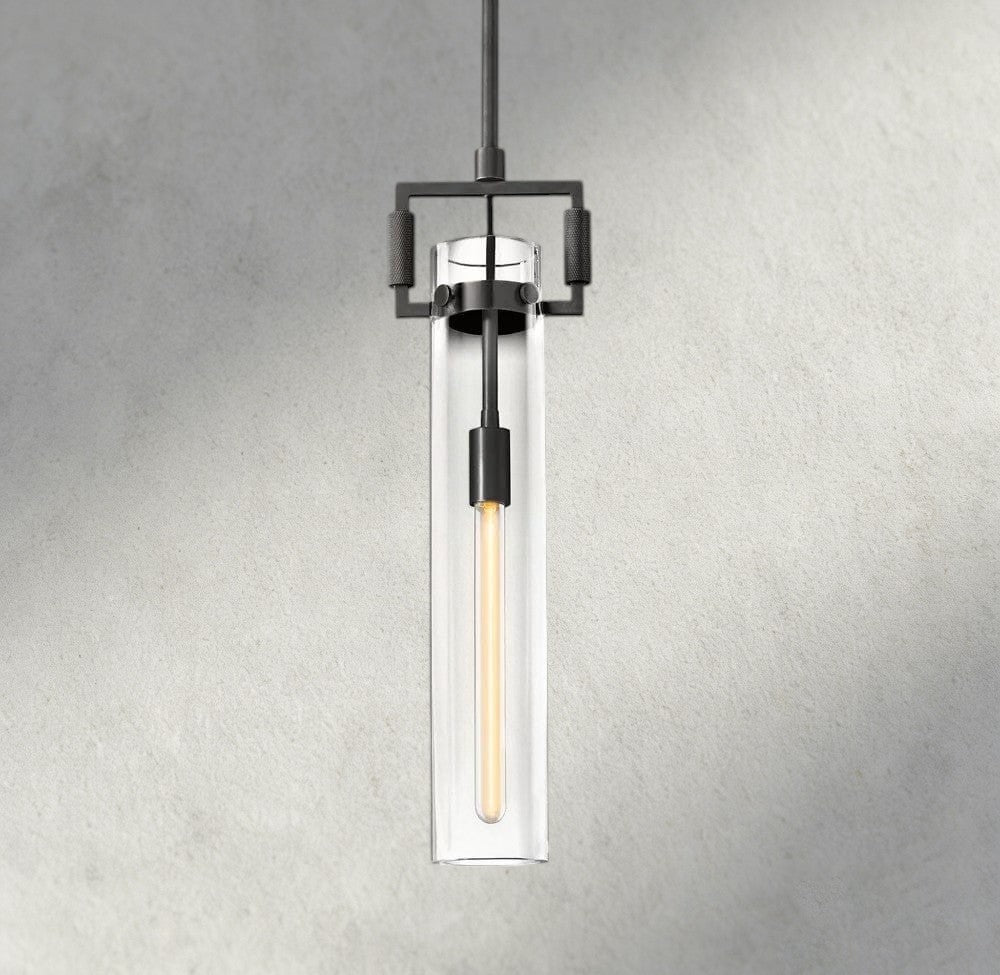 12" / Bronze Machinist Glass Cylinder Pendant 12", 22"