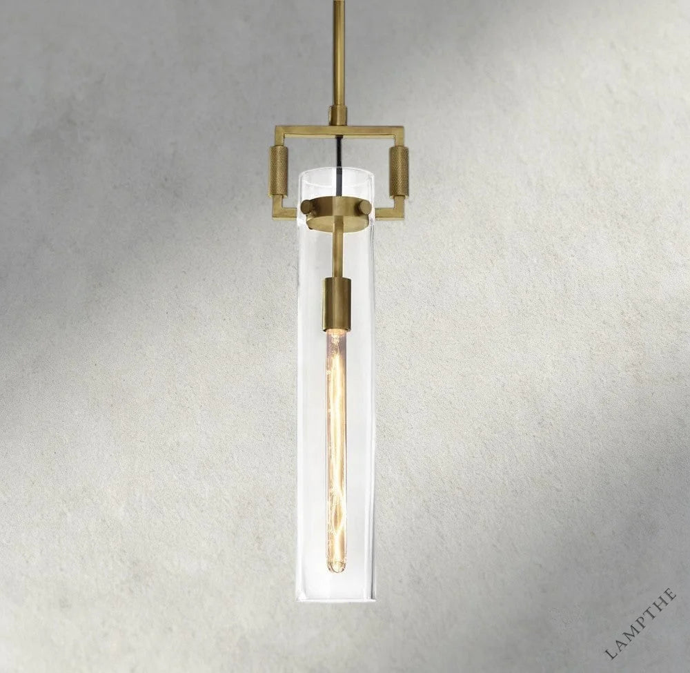 12" / Brass Machinist Glass Cylinder Pendant 12", 22"