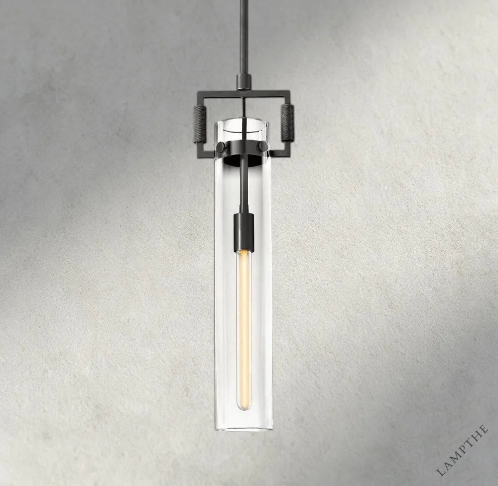 12" / Bronze Machinist Glass Cylinder Pendant 12", 22"