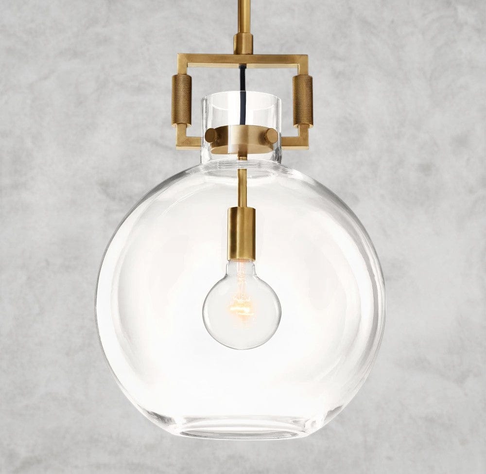 10" / Brass MACHINIST GLASS GLOBE PENDANT 10", 14", 18"