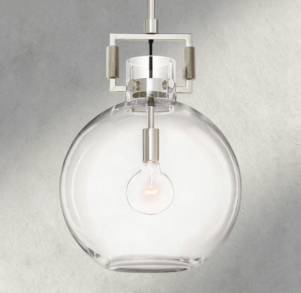 10" / Nickle MACHINIST GLASS GLOBE PENDANT 10", 14", 18"