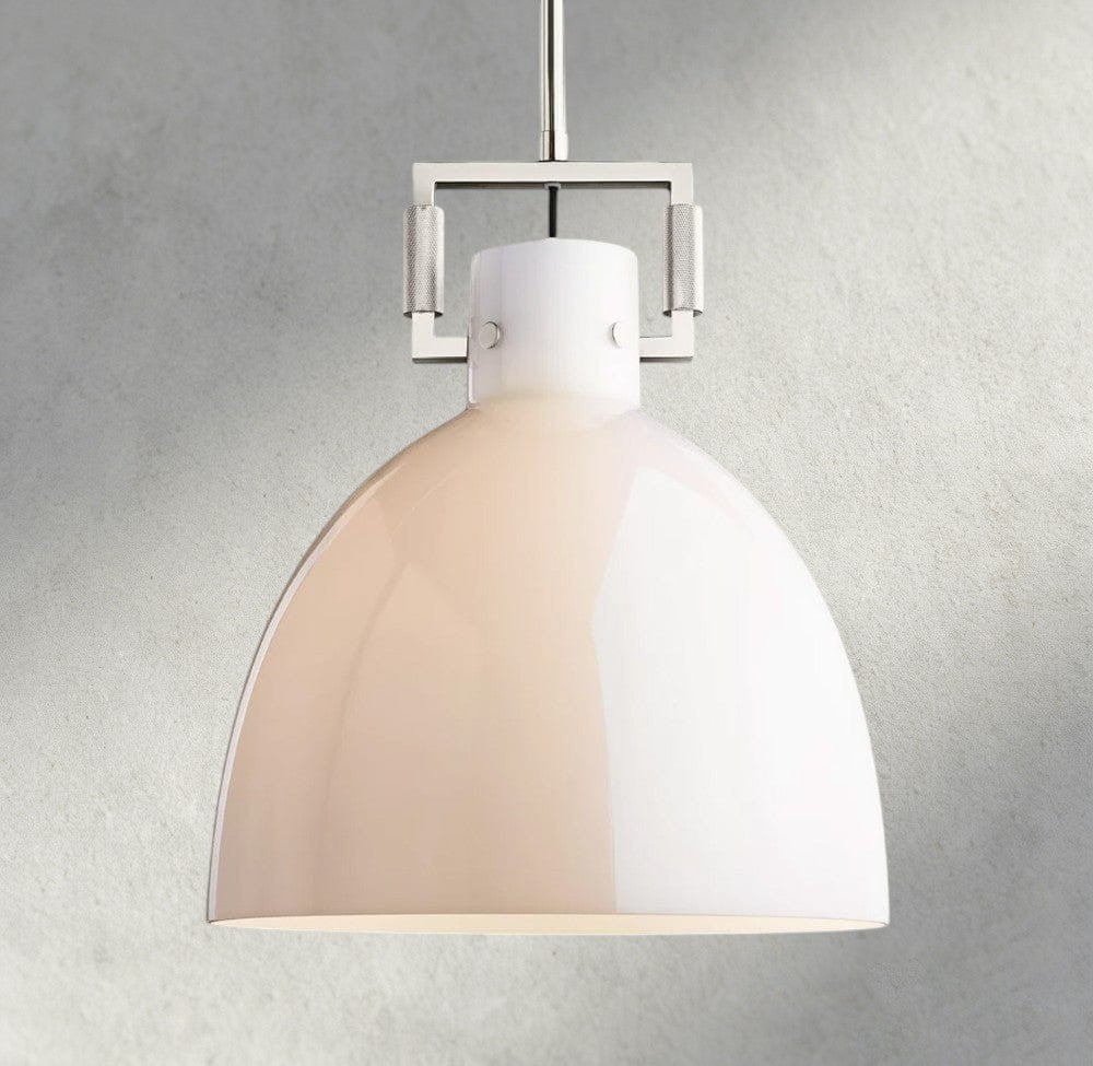 10" / Nickle MACHINIST MILK GLASS CLOCHE PENDANT 10", 14", 18"