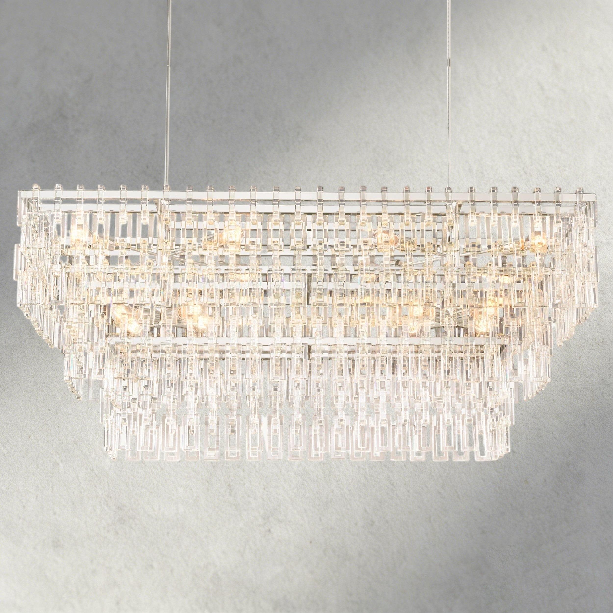 60" / Nickle Marignan Tiered Rectangular Chandelier 60", 72"