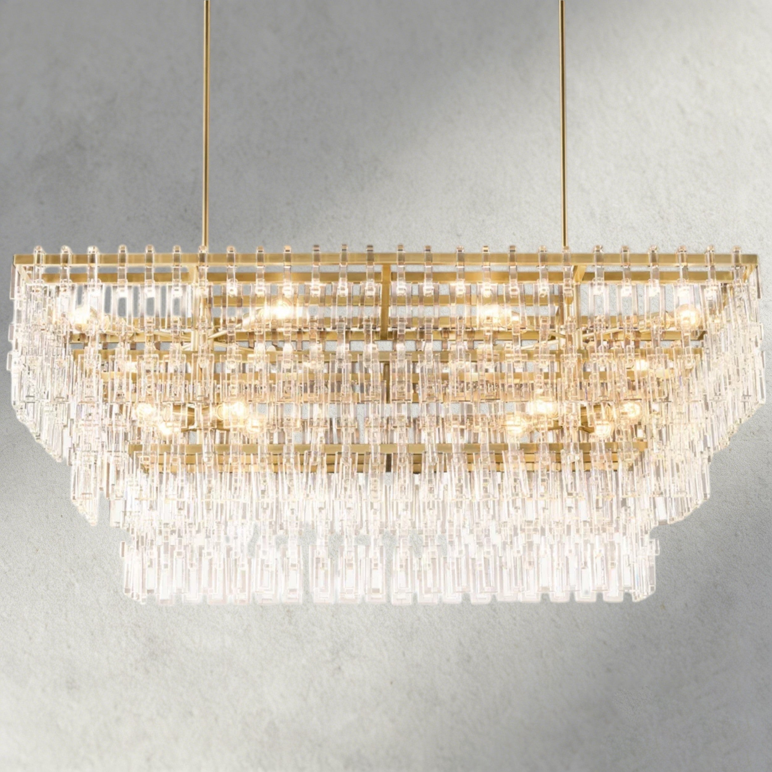 60" / Brass Marignan Tiered Rectangular Chandelier 60", 72"