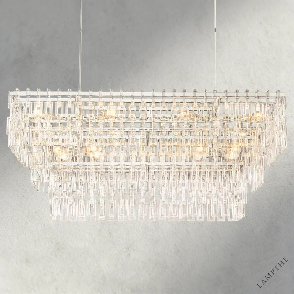60" / Nickle Marignan Tiered Rectangular Chandelier 60", 72"