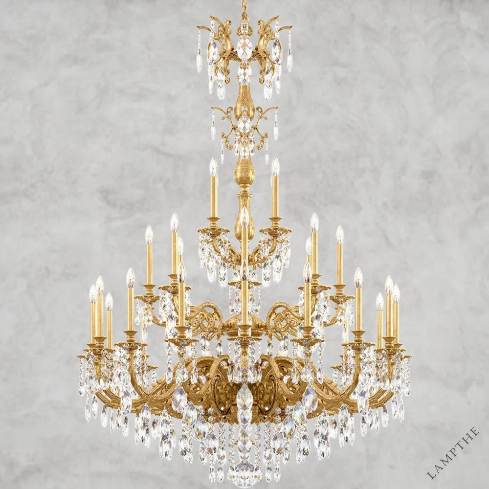Heirloom Gold / Clear Heritage Crystal Milano 28-light Crystal Chandelier 50"