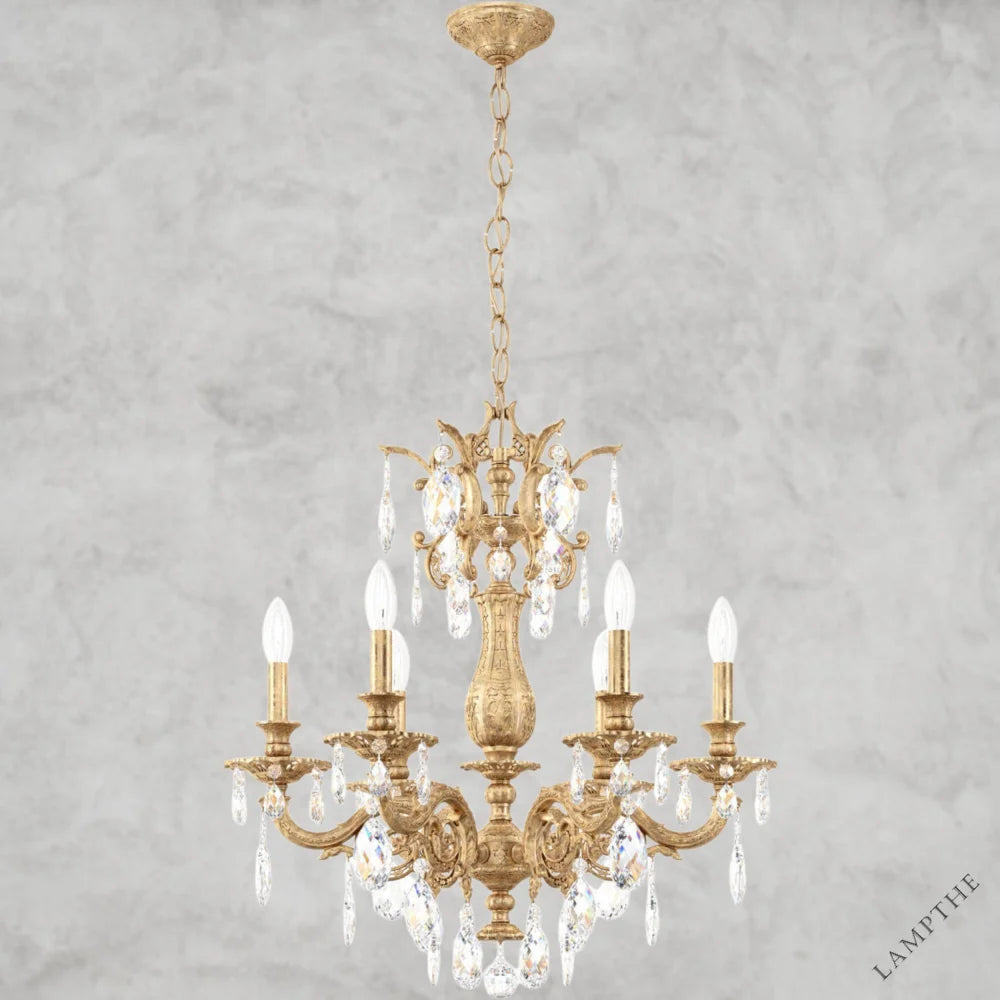 French Gold / Clear Heritage Crystal Milano Chandelier 24"