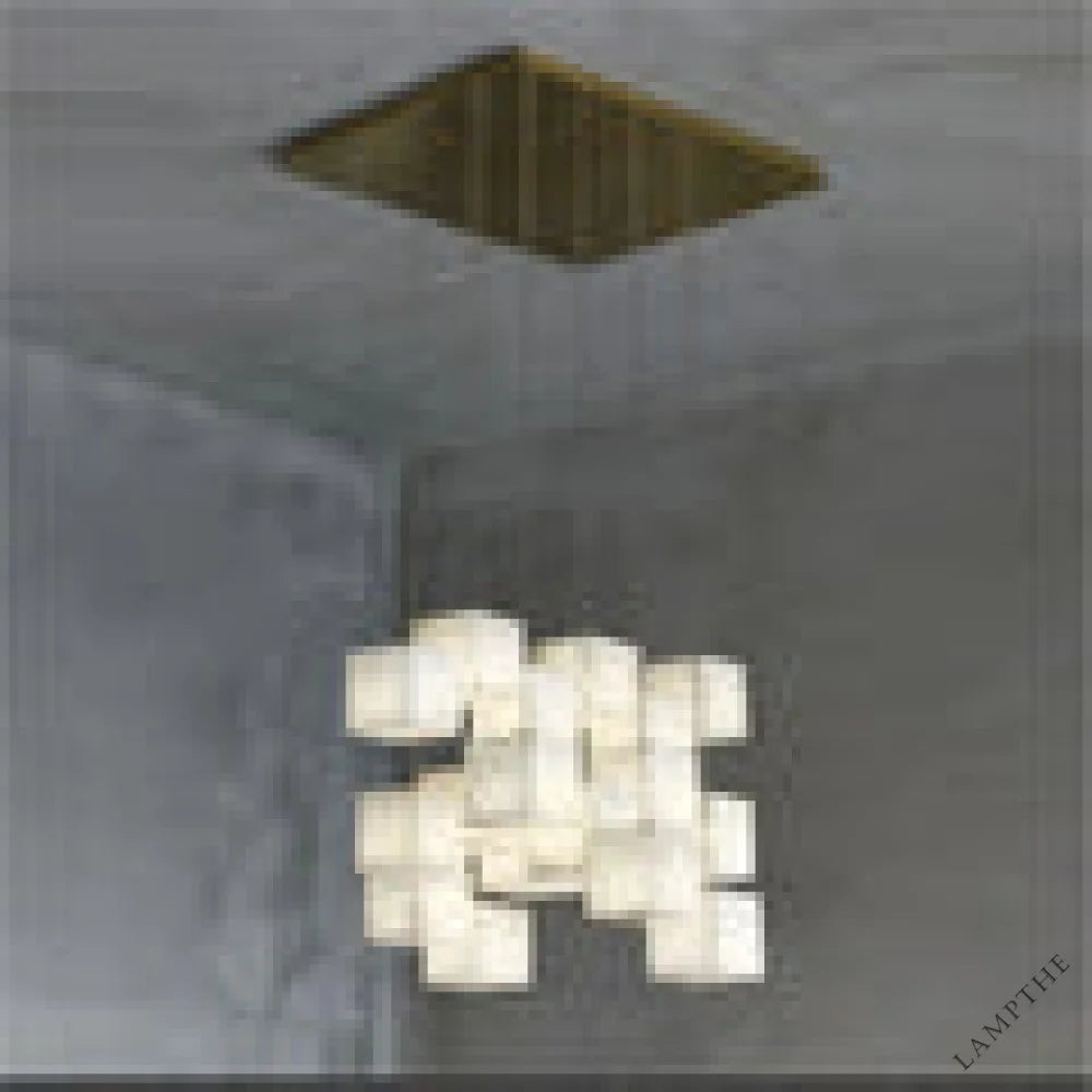 Modern Luxury Alabaster Cubic Round Pendant For Dining Table, Staircase