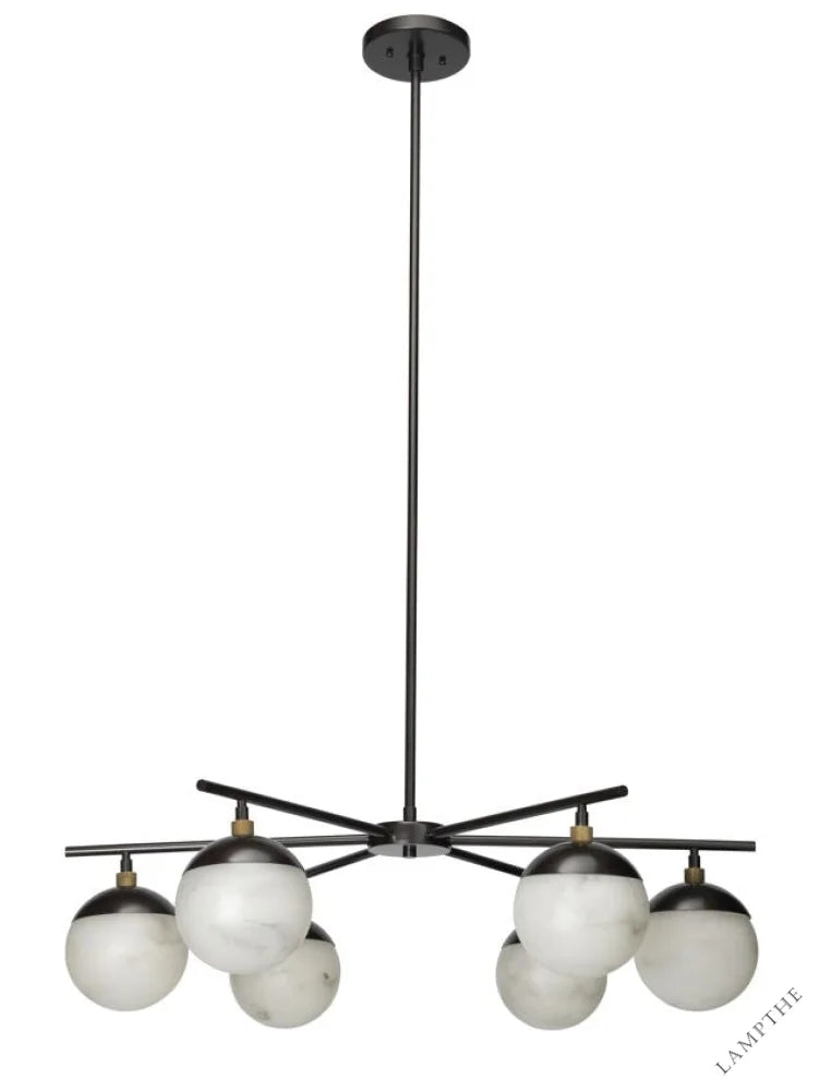 Natural Alabaster Metro 6 Lights Ball Chandelier