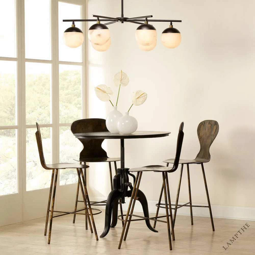 Natural Alabaster Metro 6 Lights Ball Chandelier
