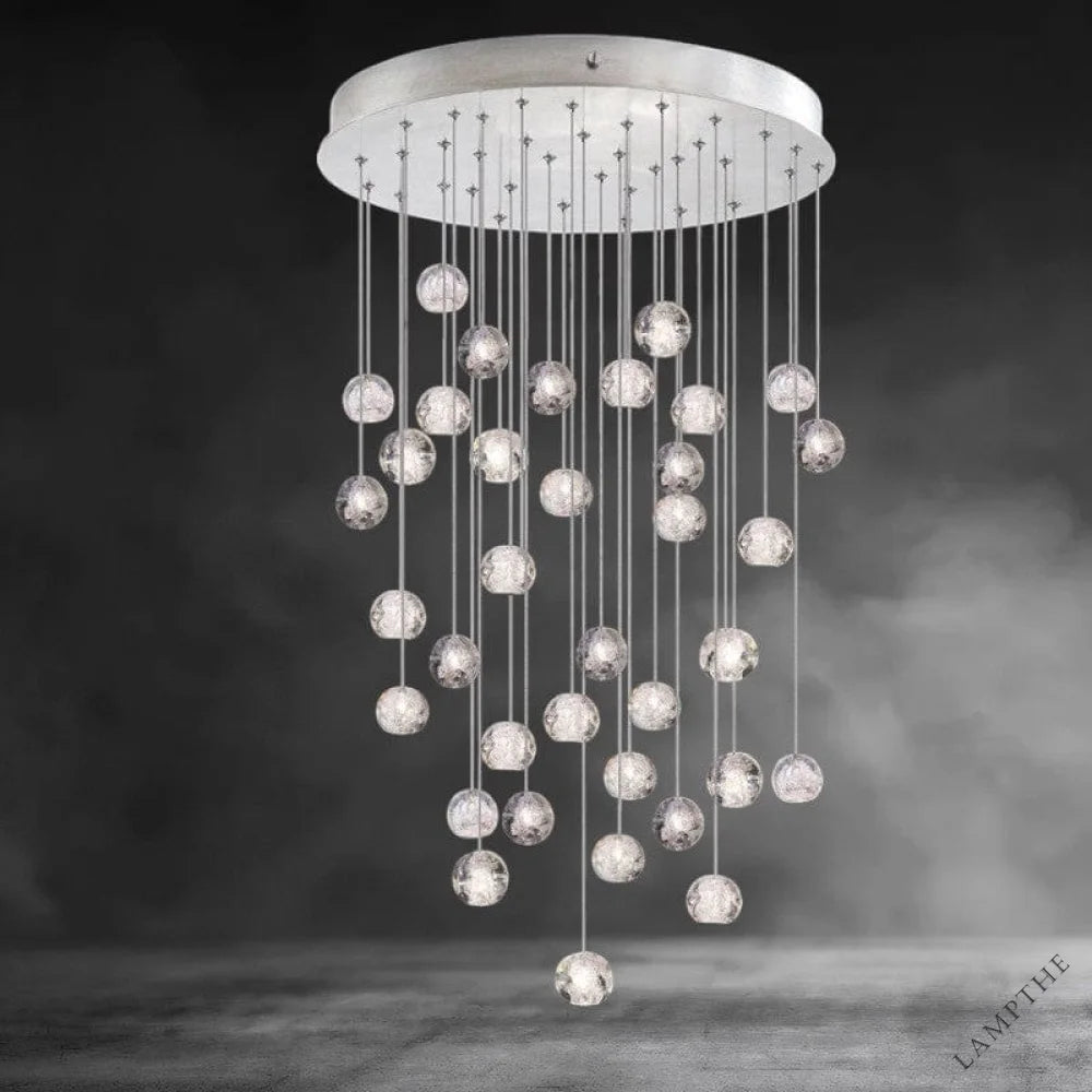 36- Light / Nickel Nature-inspired round crystal Chandelier