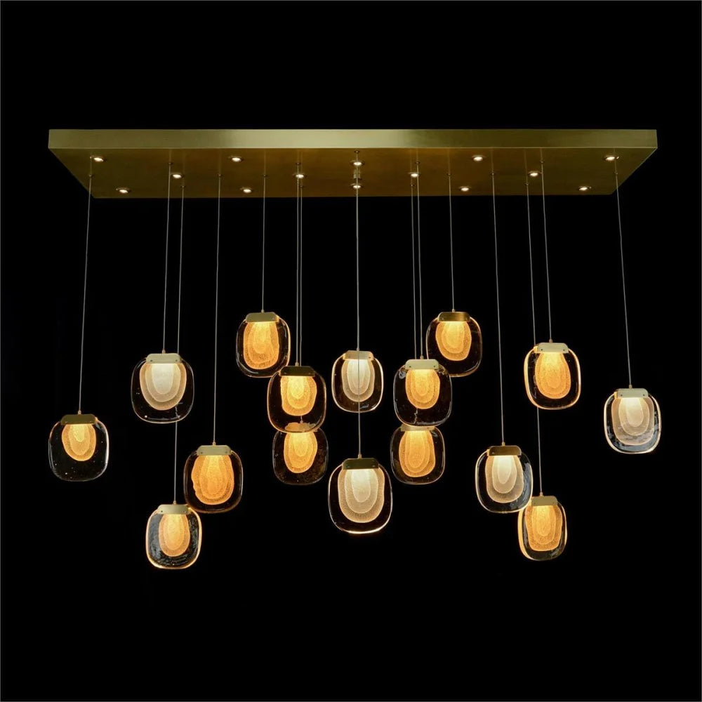 Naturix Layered Glass Thirty-Light Horizontal Pendant Chandelier