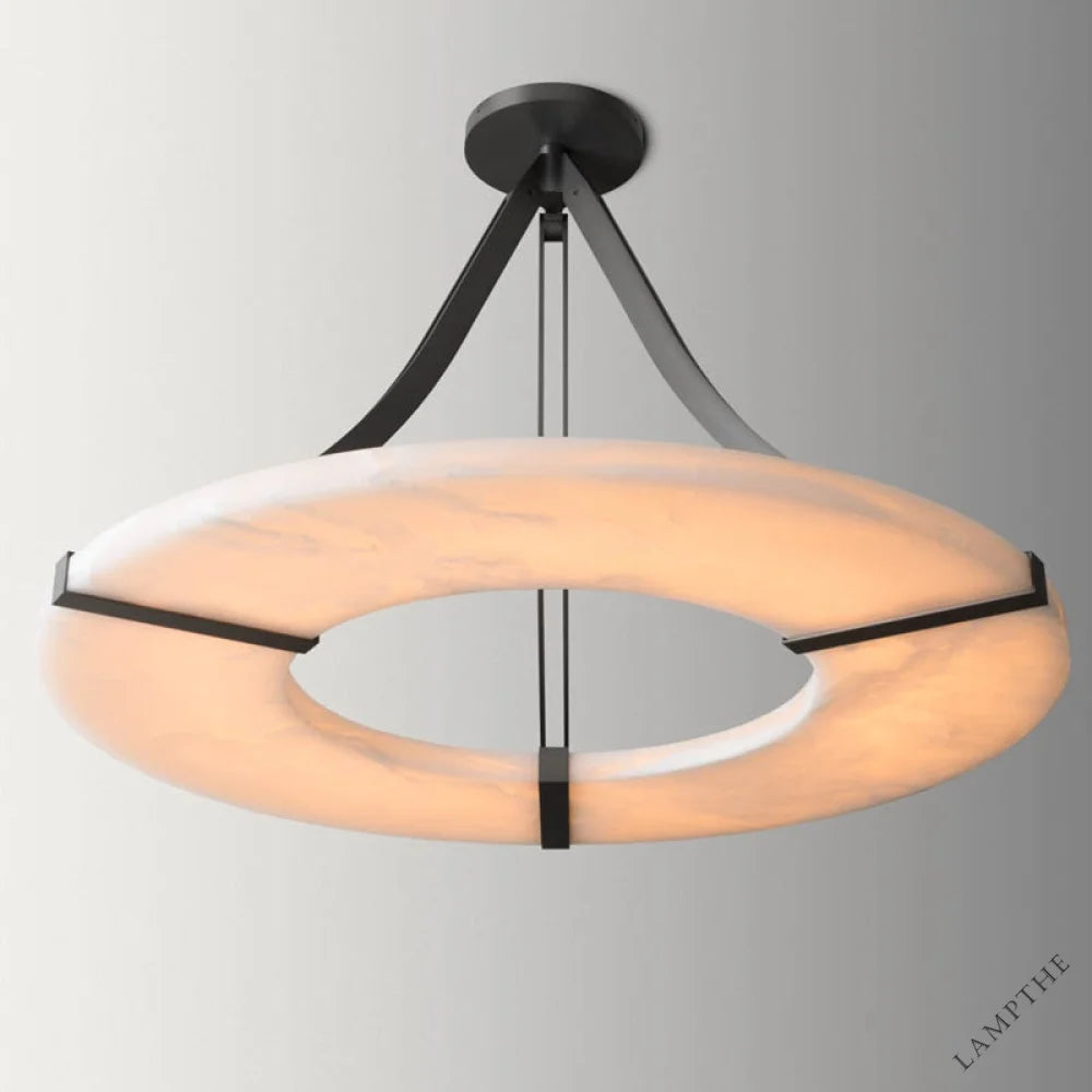 Nova Alabaster Round Plate Ceiling Chandelier