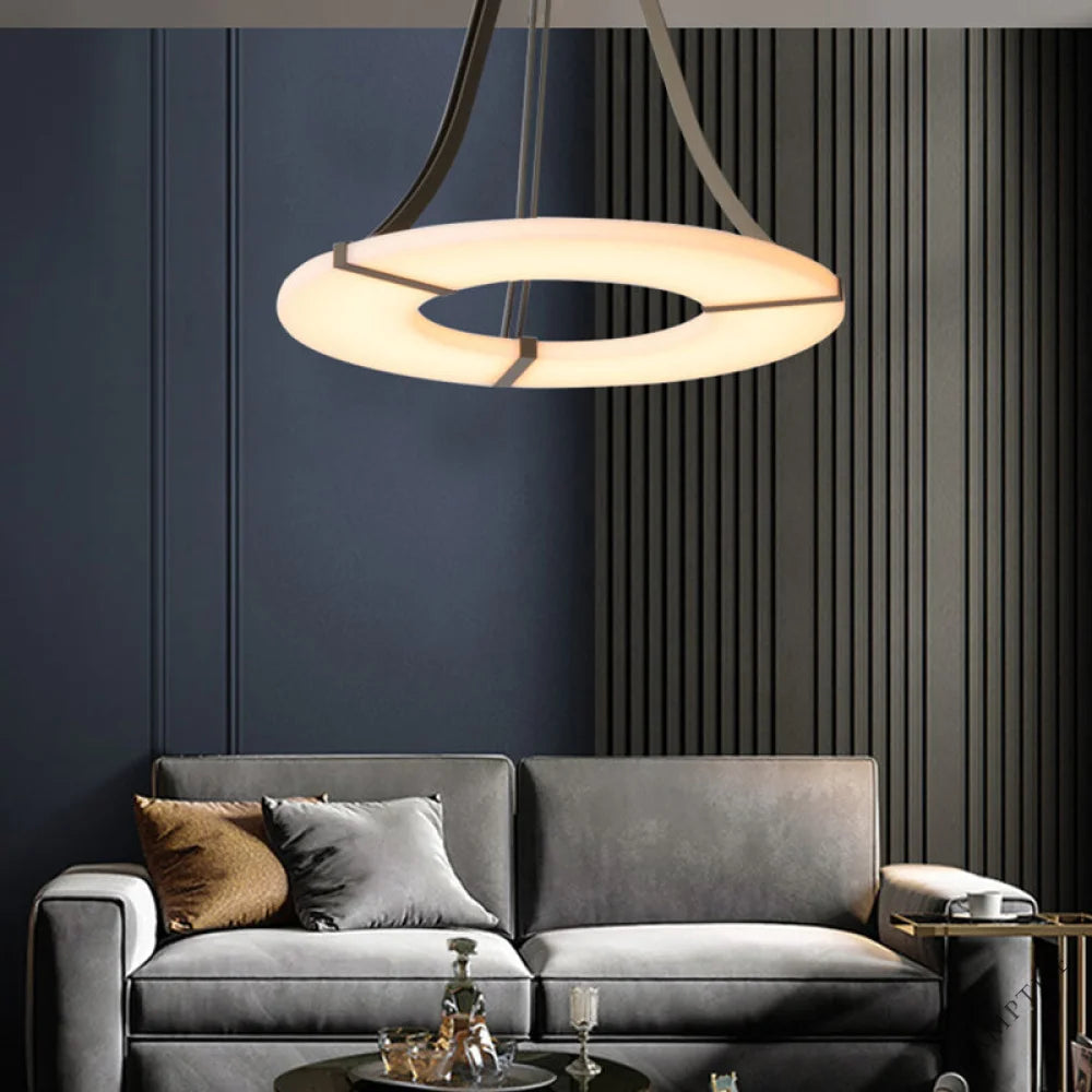Nova Alabaster Round Plate Ceiling Chandelier